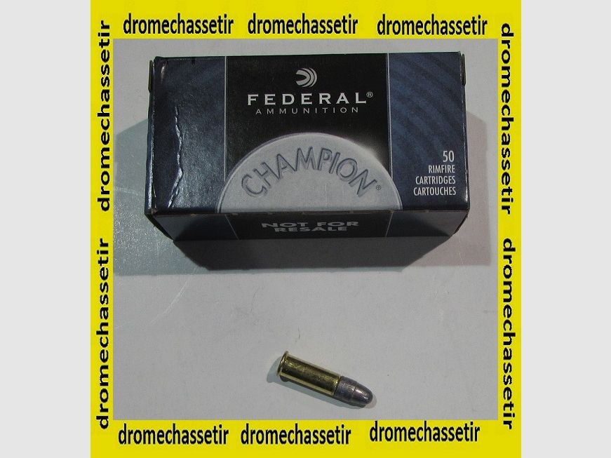 Box mit 50 Patronen .22LR der Marke Federal, Gewicht 40gr