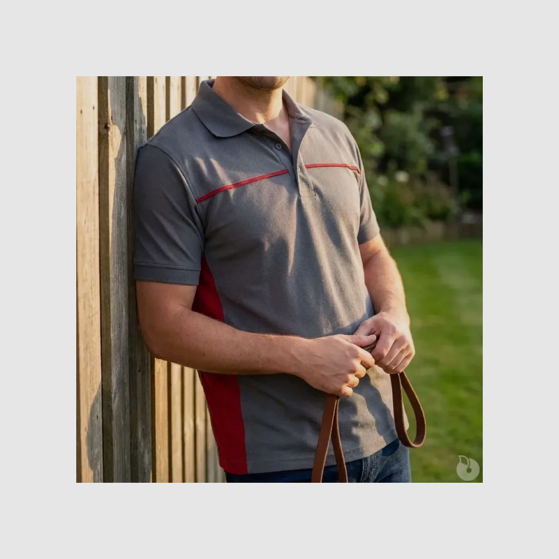 Polo Thunder gris-rouge 50% polyester/coton 2 boutons col, image 4 sur 8