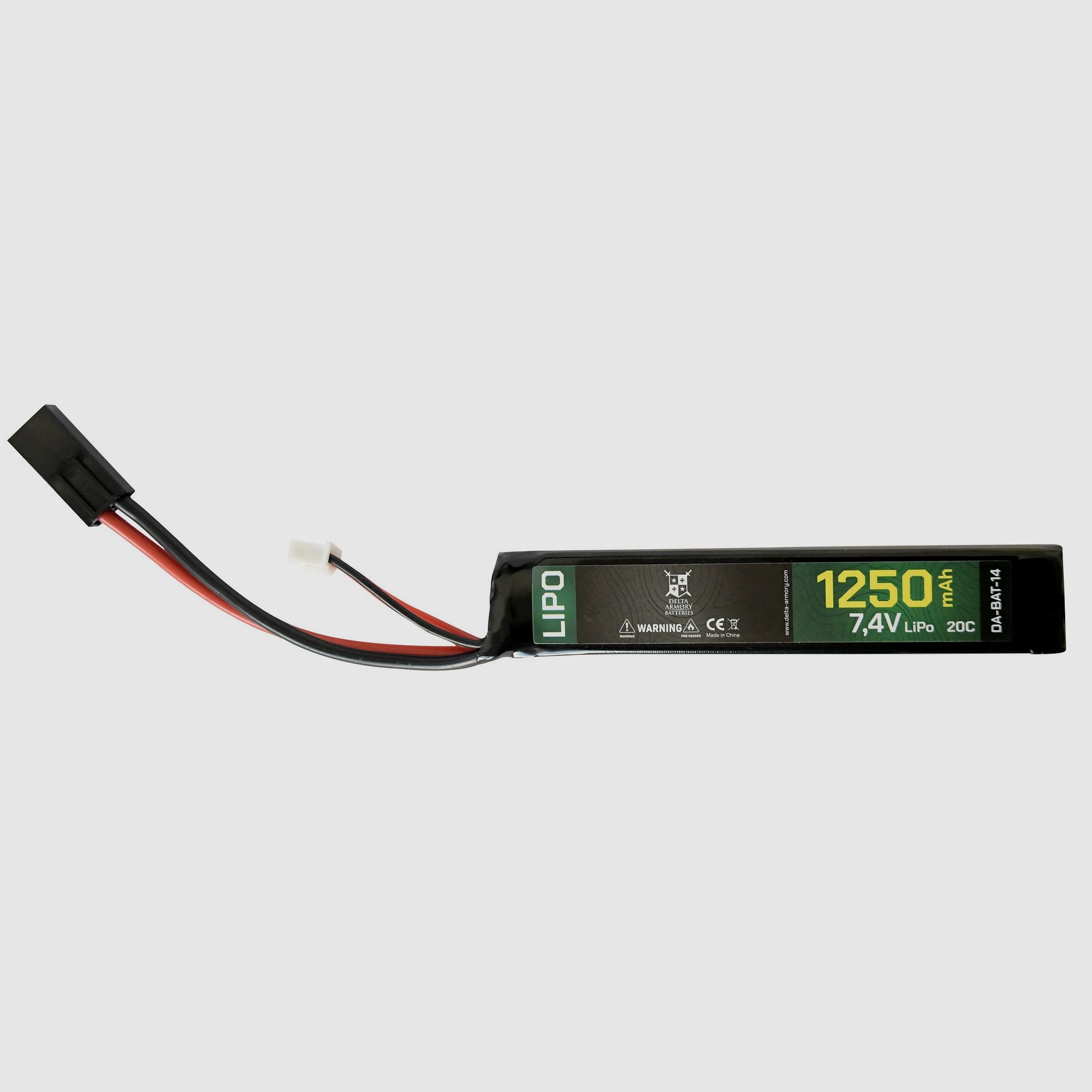LiPo 7.4V / 1250mAh 20C Mini Tamiya (Stock Type) | Delta Armory