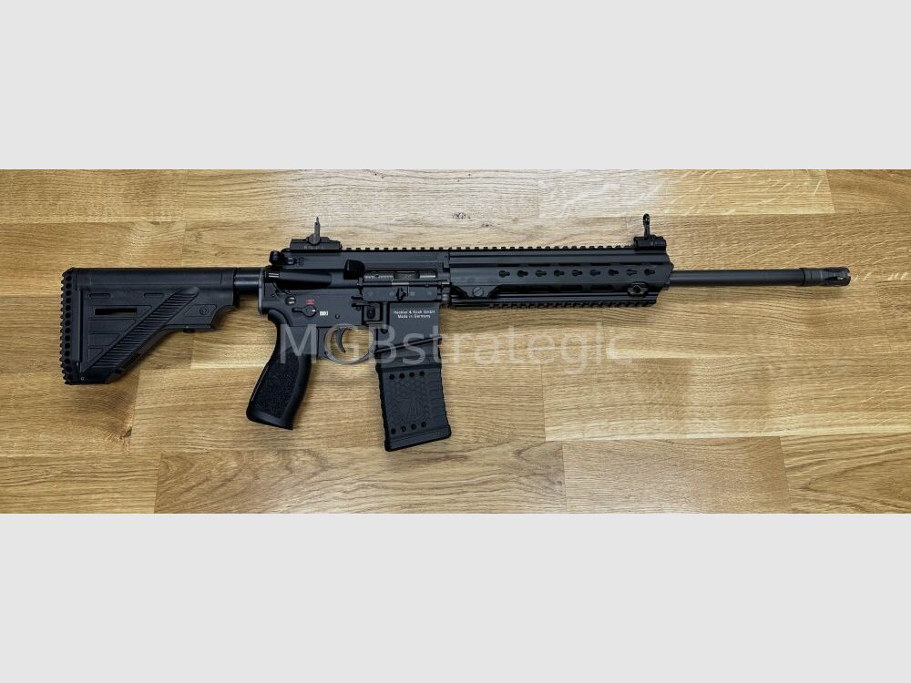 Heckler & Koch MR223 A3 Slim-Line 16,5" Lauf - halbautom. Büchse .223Rem sportlich zugelassen! - Das zivile H&K 416 - mit Original H&K Abzugs- und Schlagstück Pin mit extra Sicherung wie bei G95K + Original H&K QD End-Plate (doppelt neu verstemmt, siehe Foto)