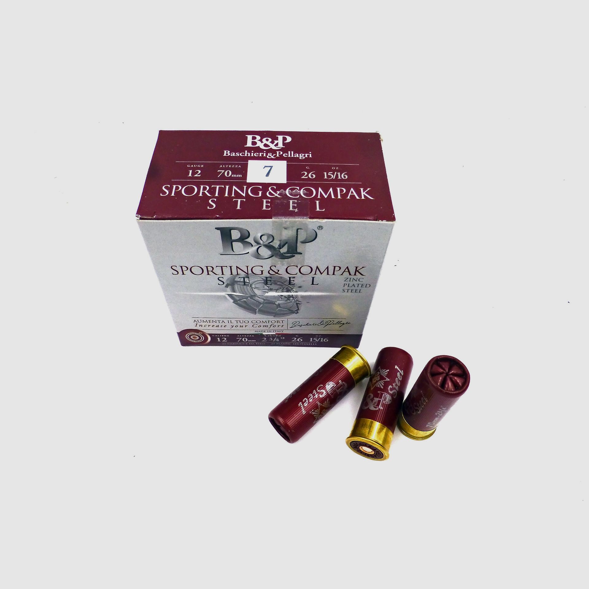 B&P Sporting Steel Patronen Kal. 12 26g. Nr. 7, ab 39,5 ct/Stück