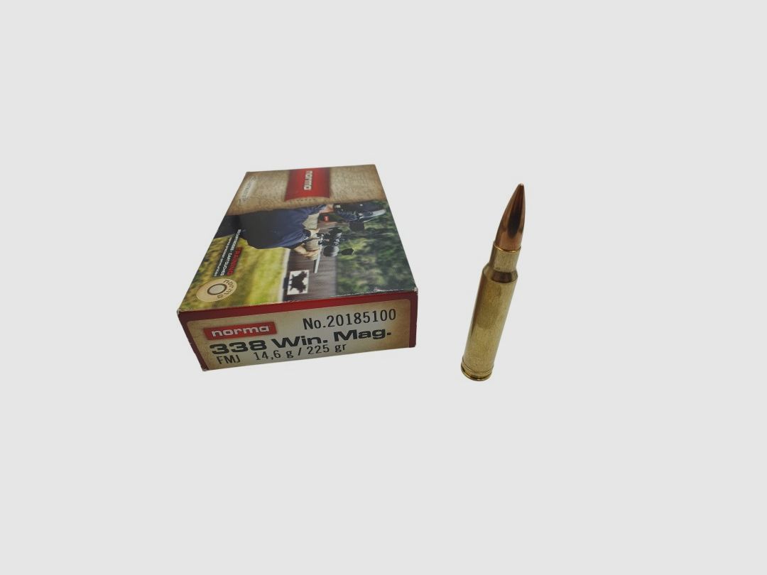 DESTO AMMO - PACKUNG MIT 12 PATRONEN NORMA JAKTMATCH 338 WIN MAG 225GR FMJ, Bild 2 von 3