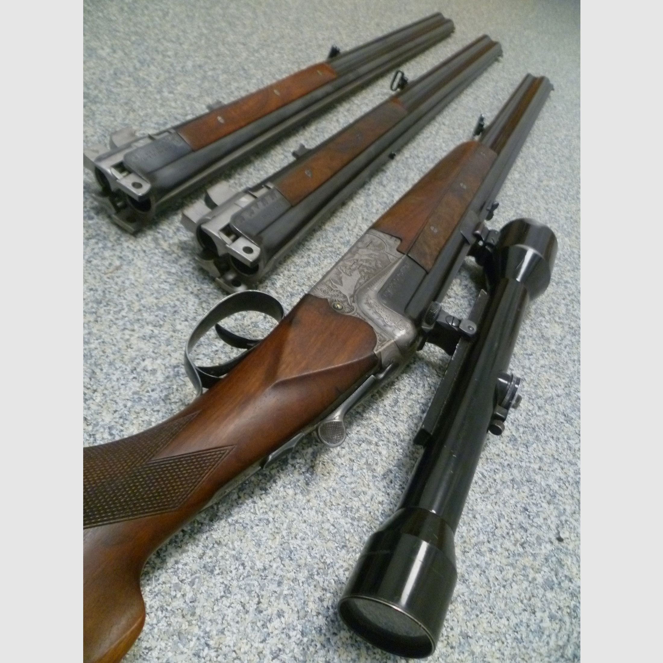 Bockbüchsflinte mit 2 BDF-Austauschläufen Merkel/Bühag/Adamy 8x57IRS & 12/70 sowie 12/70