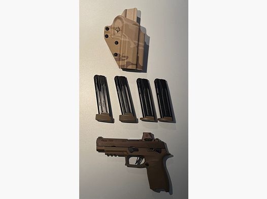 Sig Sauer P320 M17 9mm + Romeo-X  FDE + BlackTrident Holster