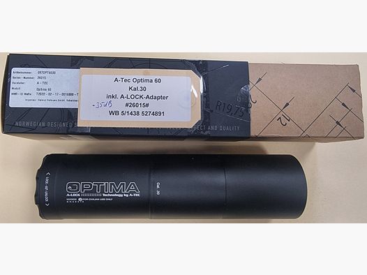 A-Tec Optima 60 A-Lock Kal.30 5/1438 Overbarrel Schalldämpfer Gewinde M18x1 oder 5/8x24