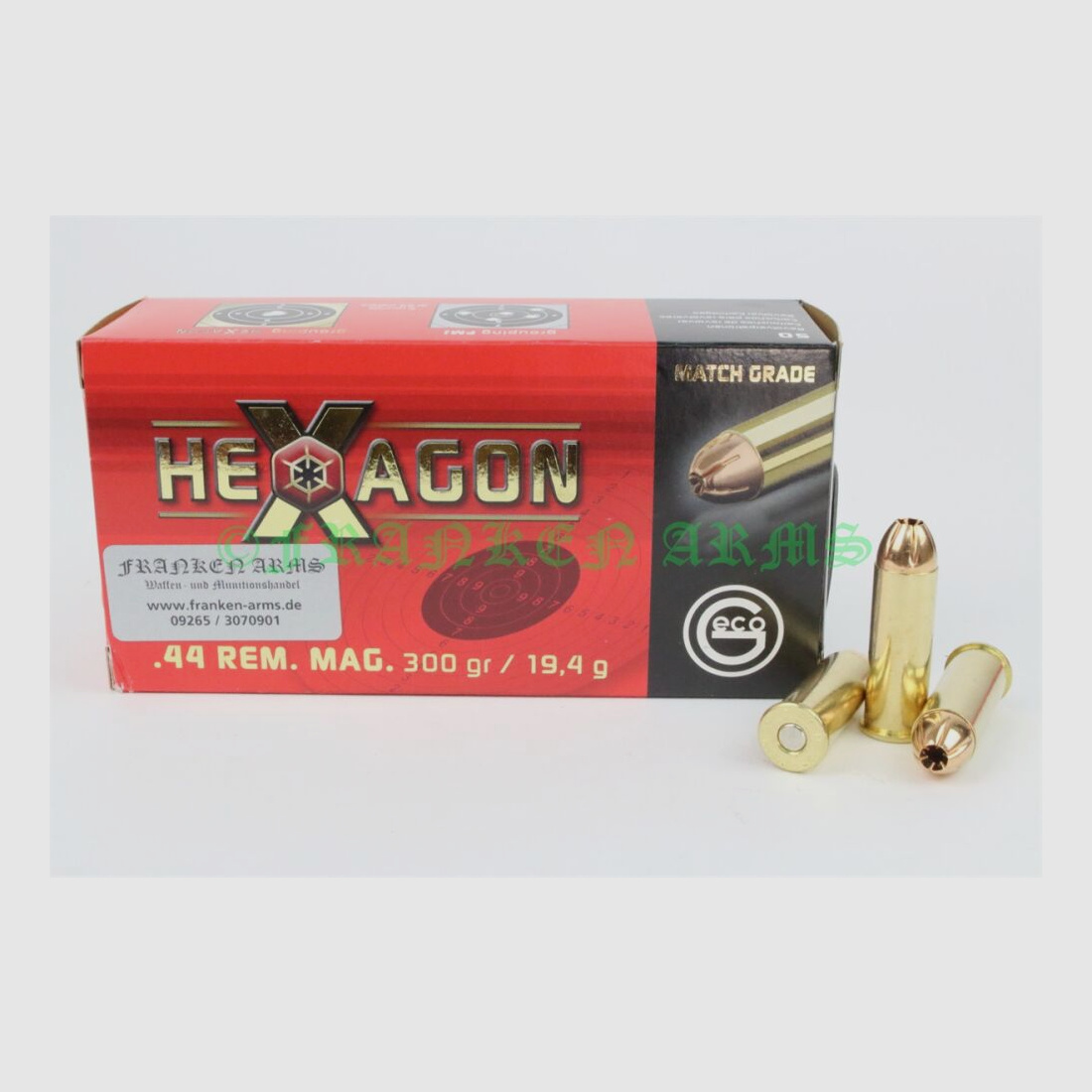 Geco Hexagon .44 Rem. Mag. 300gr. 19,4g 50 pièces Prix dégressifs
