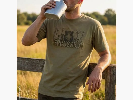 T-shirt Percussion Compagnie Sanglier beige coton 180 g/m²