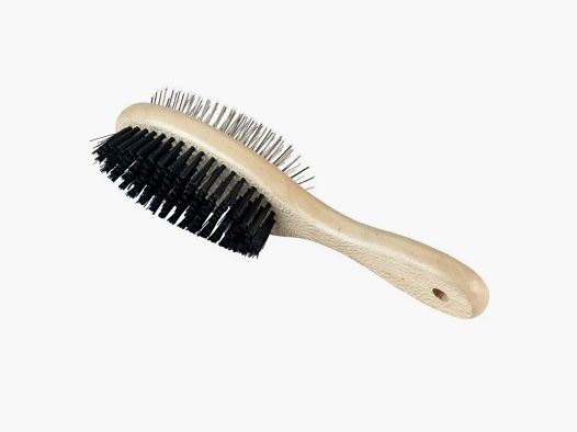 Brosse double manche bois pour chien
