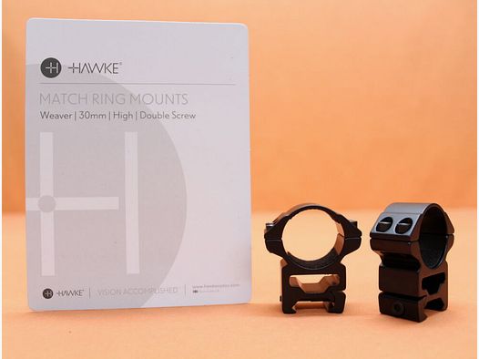 HAWKE HAWKE Montażowe pierścienie Match 30mm wysokie (22117) BH=14mm Aluminium czarne matowe do profilu Weaver-/Picatinny