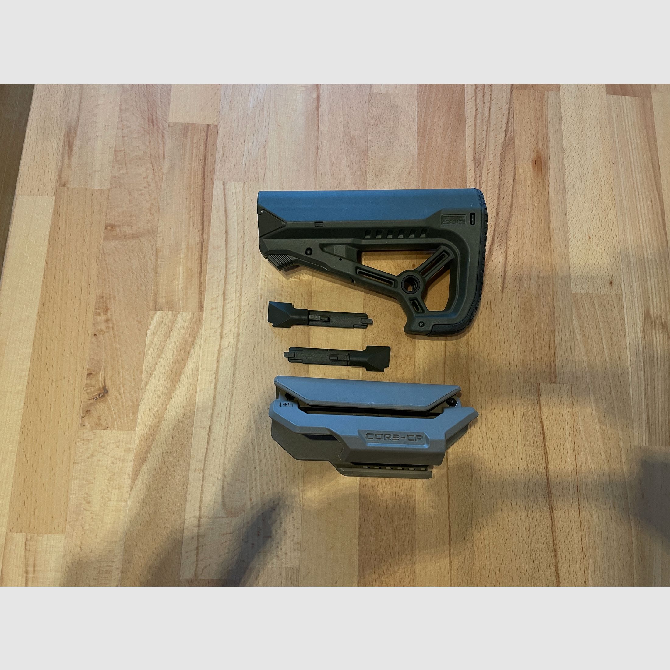 Push stock with cheek rest for AR15 models with adjustable tube diameter from FAB Defence.