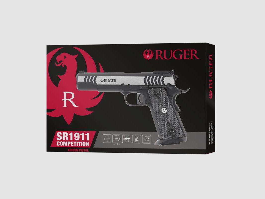 Ruger SR1911 Competition SLV BLK, Cal. 4,5mm; BB Co2; 2 J; 19 colpi, immagine 20 di 20