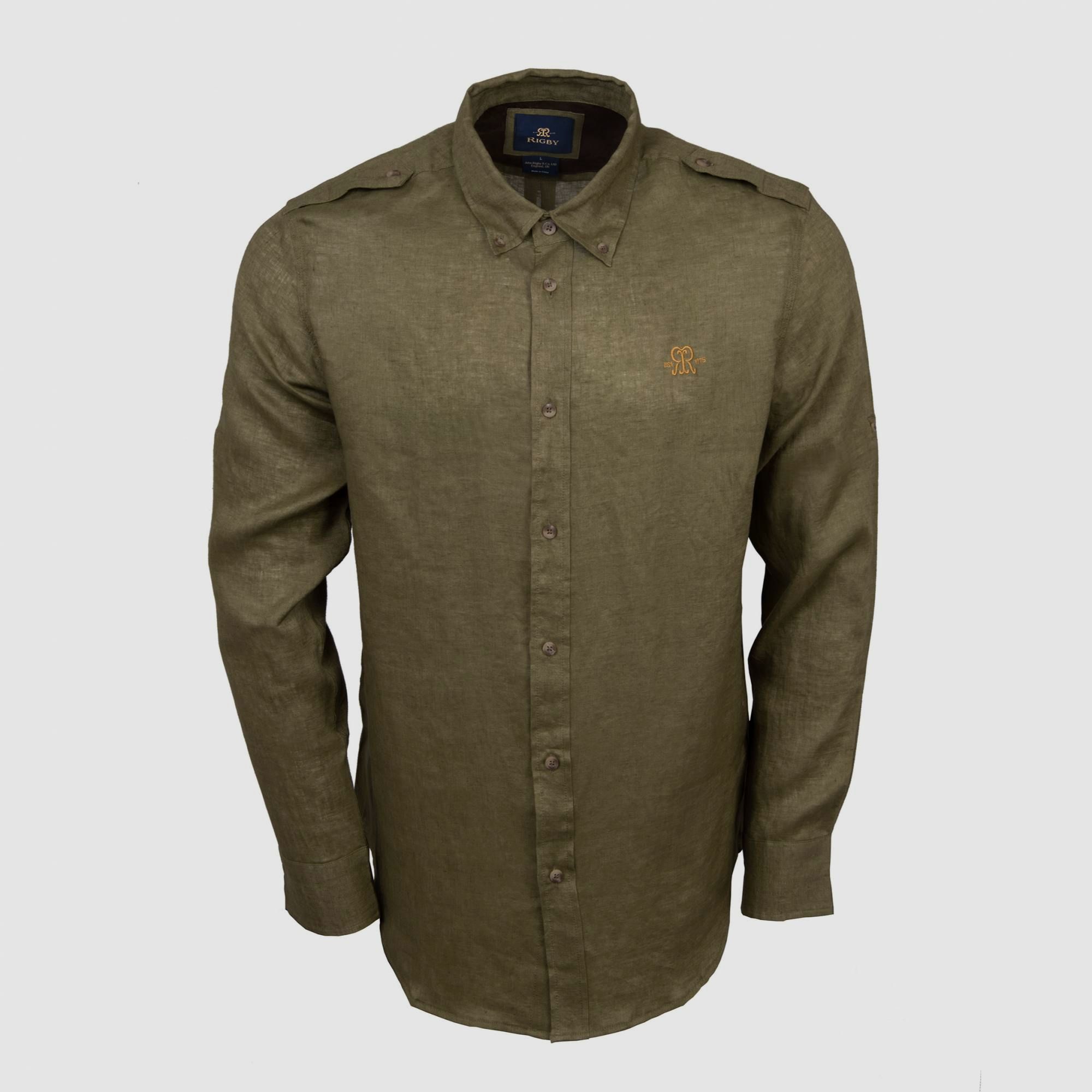 Rigby Leinen Hunting Shirt, Farbe Olive XL