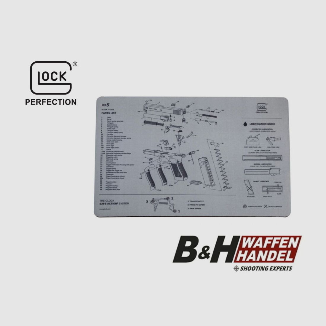 Glock Auflagematte / Reinigungsmatte / Waffenunterlage (vgl. TEKMAT)