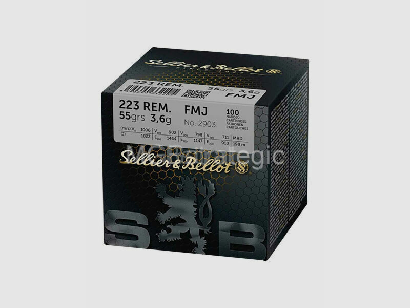 Sellier & Bellot .223 Rem. Vlm BT 3,6g/55grs. S+B .223Rem FMJ 55 grs - pas d'expédition, uniquement retrait !