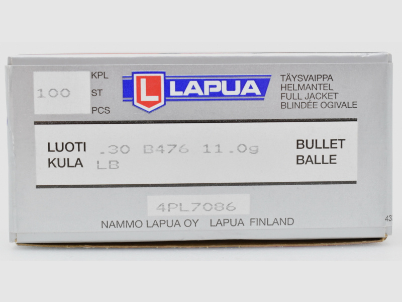 100 Lapua Geschosse .308 - 11g. / 170gr. FMJBT