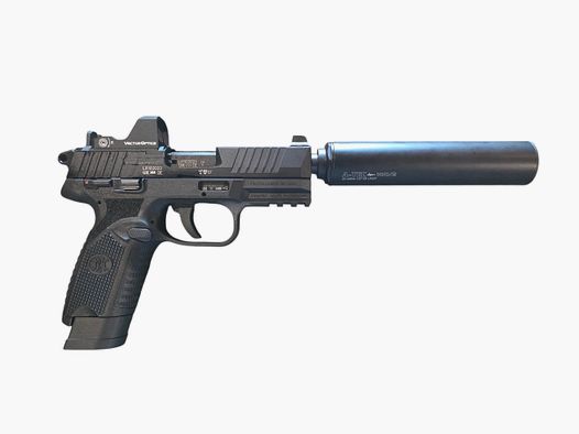 Komplettset FN HERSTAL 502 Tactical Schwarz cal.22Lr + Rotpunktvisier + Schalldämpfer