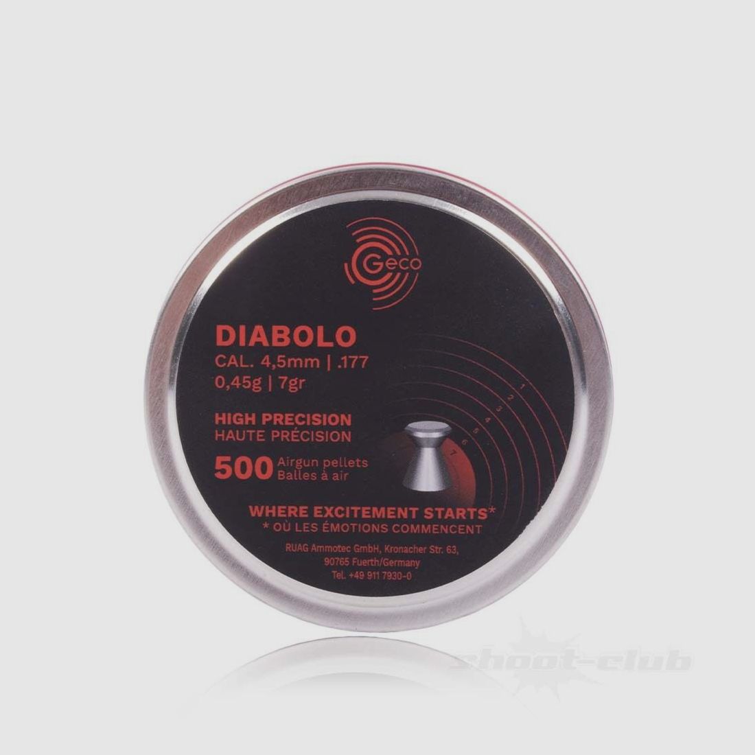 Geco High Precision 0.45g 500 pcs 4.5mm Diabolo