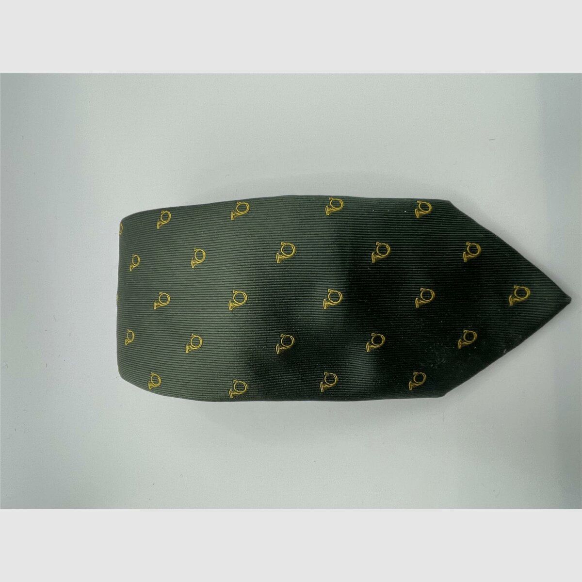 Robert Keyte cravatta 100% seta verde motivo corno da caccia