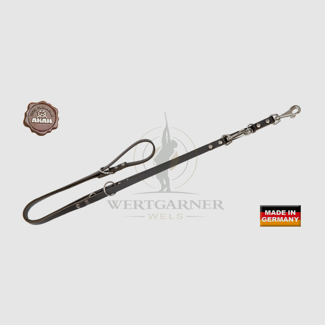 AKAH Police Leash made of Saddle Leather Brown, image 1 of 3