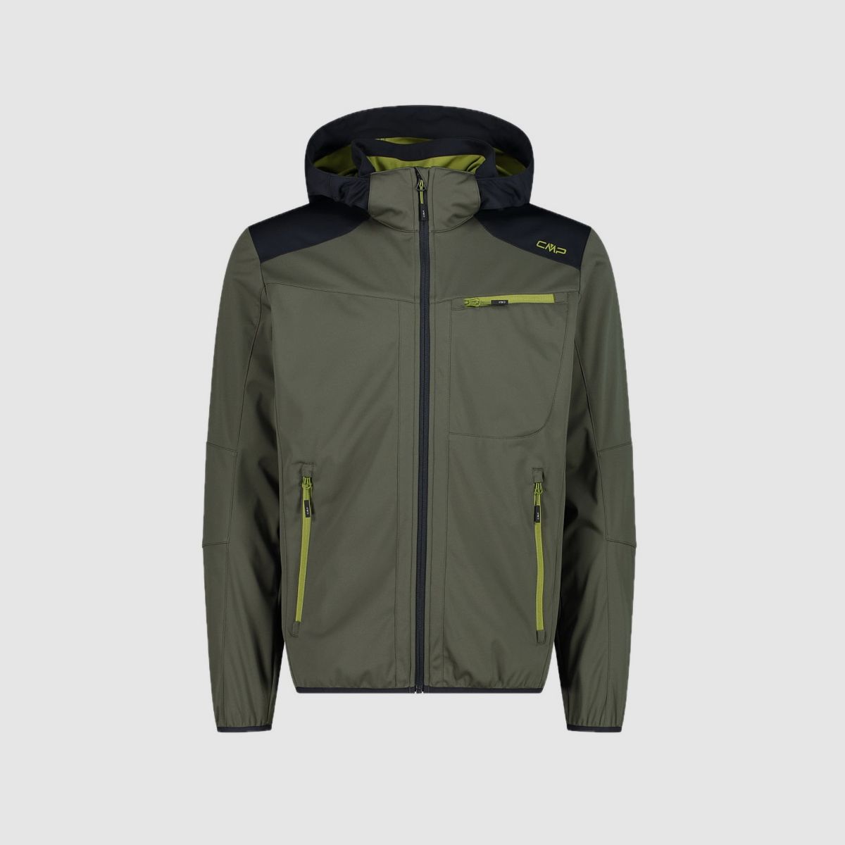 CMP Herrenjacke aus leichtem Softshell mit Fix Hood Oliv