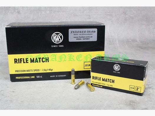 RWS Rifle Match .22 l.r. 40gr. 2,6g 50 Stück Staffelpreise