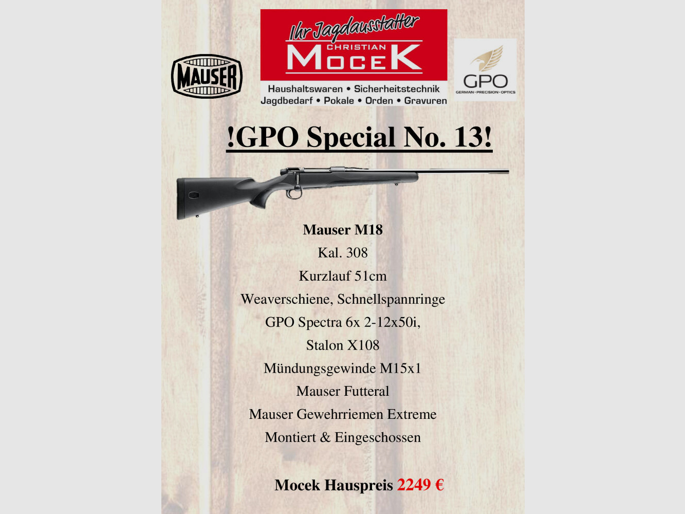 Mauser M18, met GPO Spectra 6x 2-12x50