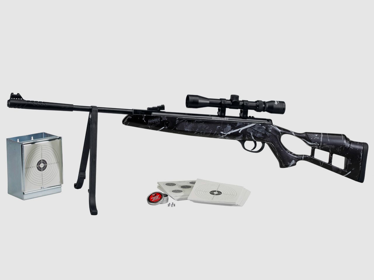 Knicklauf Luftgewehr Mercury Chili Camo Sonderset mit Zielfernrohr 3-9x32 Kaliber 4,5 mm (P18)