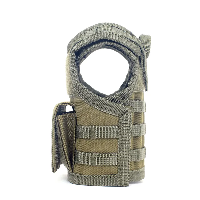 Mini tactical vest with front pockets for beer bottle / wine bottle / thermos bottle - olive, image 4 of 7