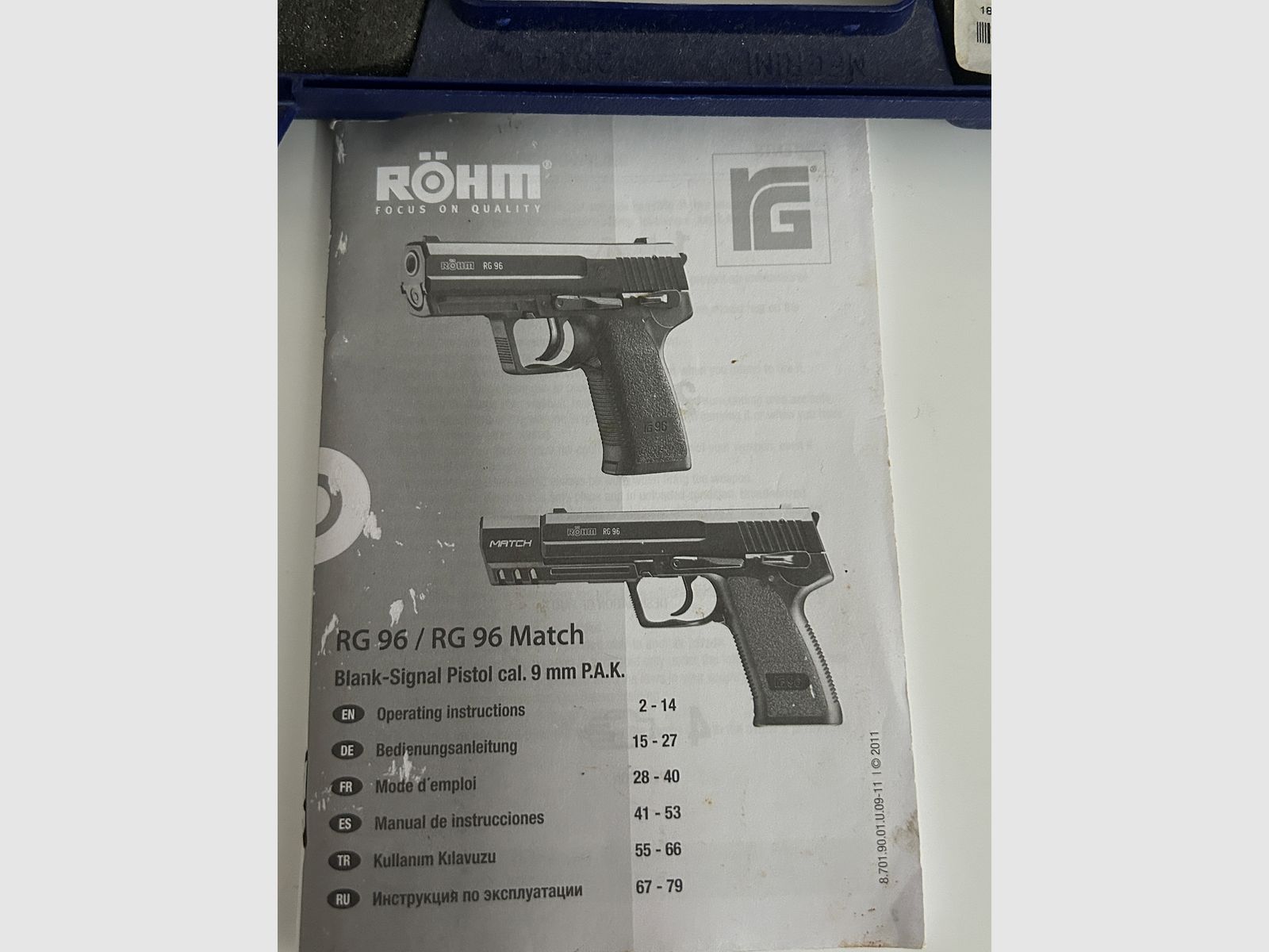 Röhm RG 96 Schreckschuss Pistole 9 mm P.A.K. Icon Grau