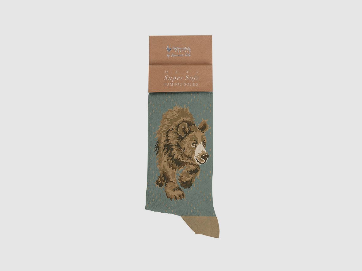 Wrendale Herren - Socken "In my Footsteps" mit Bär