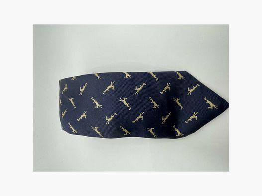 Robert Keyte Stropdas 100% zijde blauw met beige konijnmotief