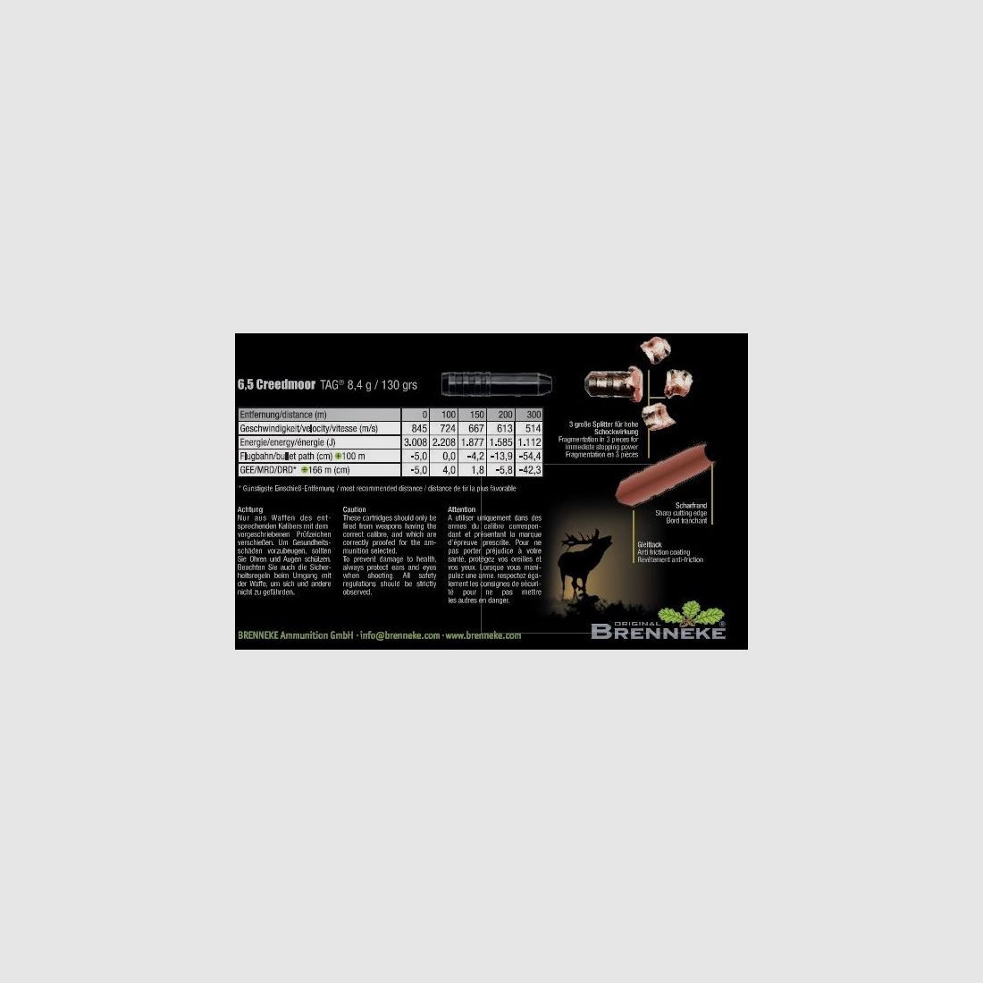 Brenneke 6.5 Creedmoor TAG 8.4 g 130 gr, Bild 2 von 2