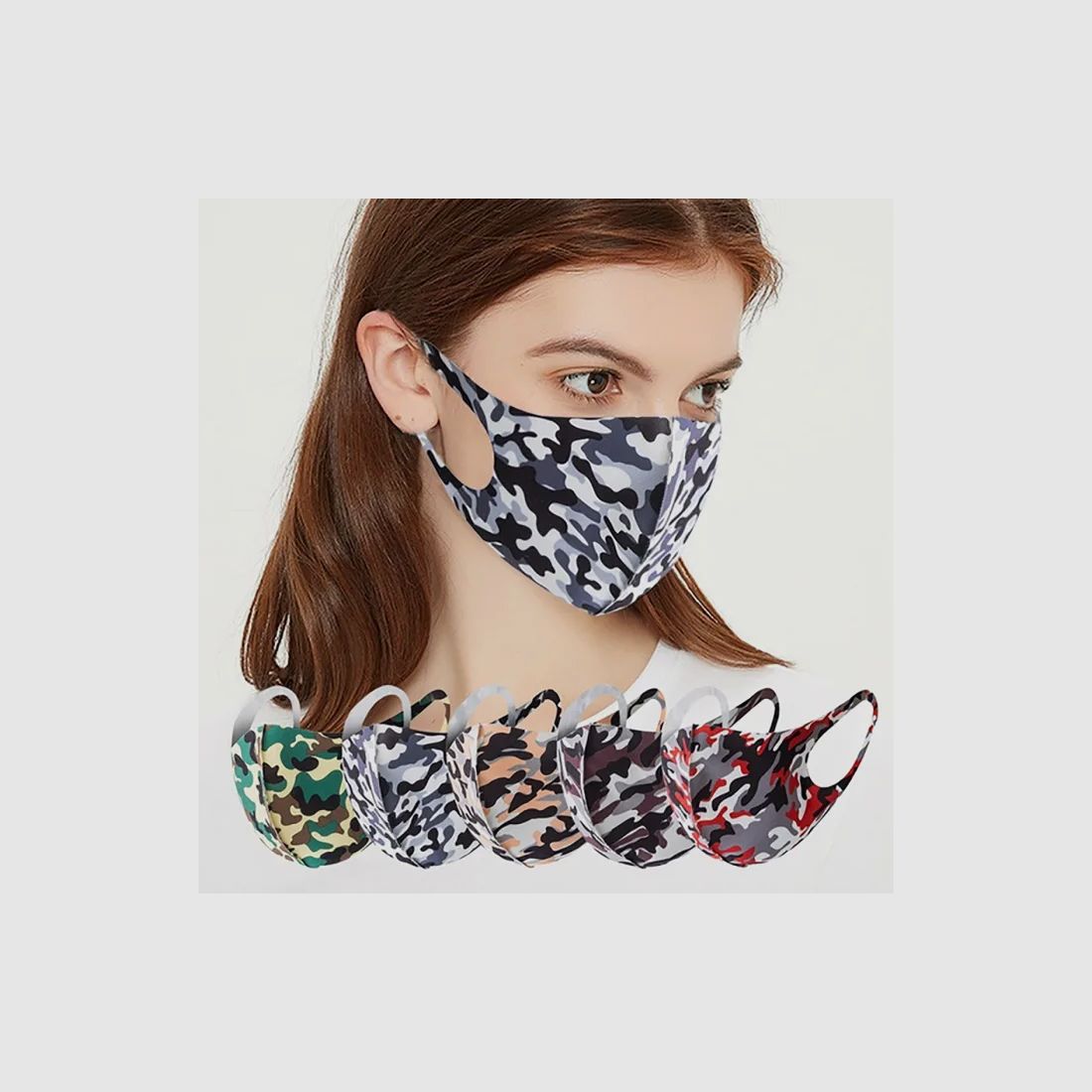 Mund-Nase-Abdeckung / Community Maske - Camouflage Lila-Grau - für Sie und Ihn