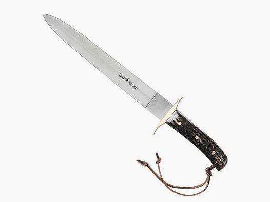 Nóż Bowie z jelonim uchwytem, dwustronny, stal nierdzewna, 26 cm