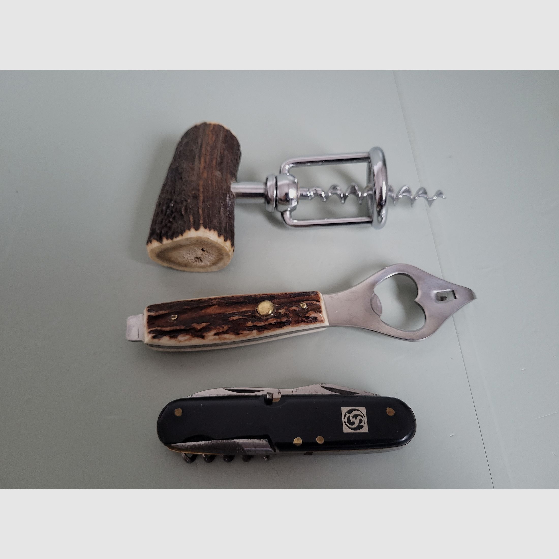 Jowika Solingen - Taschenmesser - Flaschenöffner - Korkenzieher - Hirschhorn - 1970er Jahre