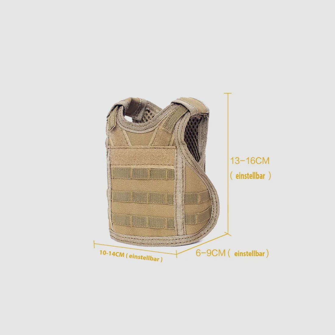 Mini protective vest for beer bottle / wine bottle / thermos bottle - sand