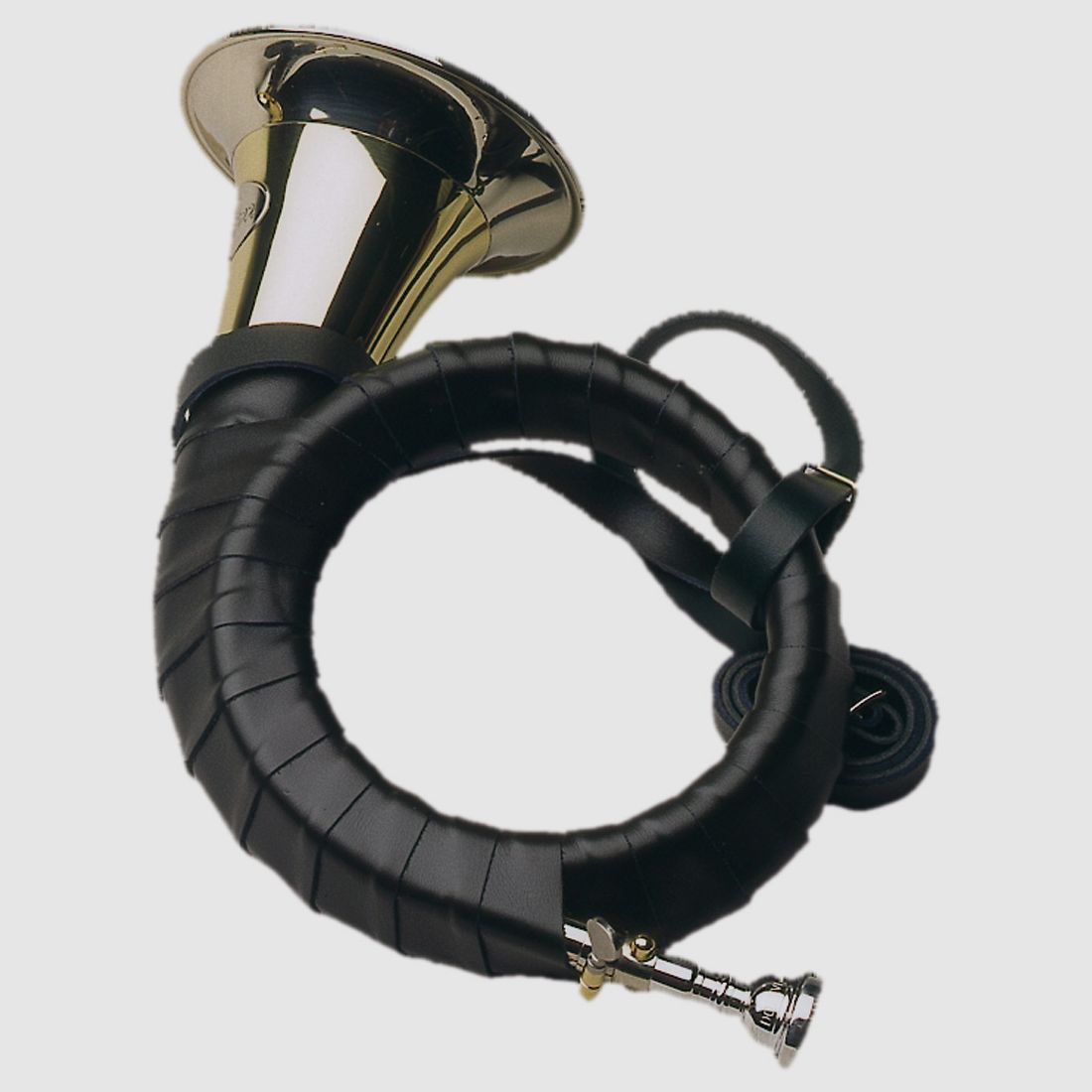 Dotzauer Fürst-Plesshorn B ''Meister Dotzauer''- 2-ottone dorato - bocchino placcato argento - scorrimento in argento nichelato avvolgimento in vera pelle - vernice cotta - tracolla in pelle