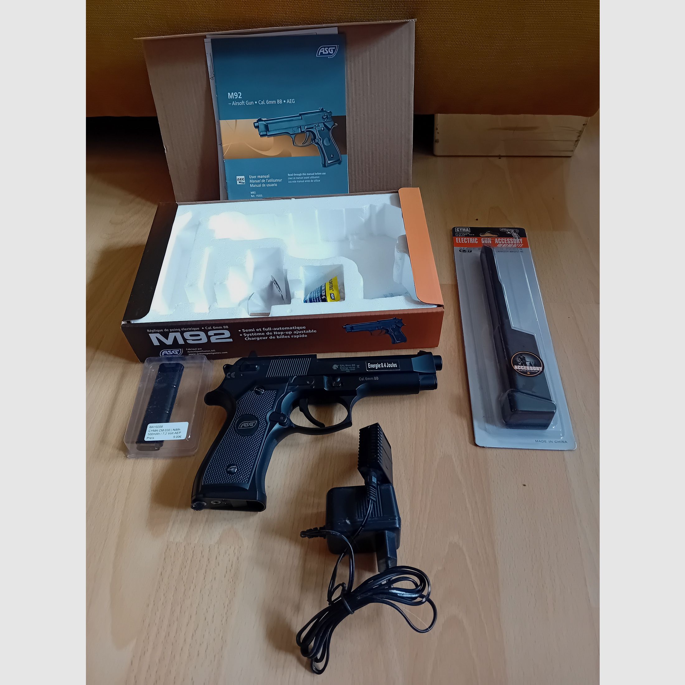 AEG Softairpistole von Beretta Modell M92 A1 Tactical, elektrisch, Kaliber 6mm BB 
