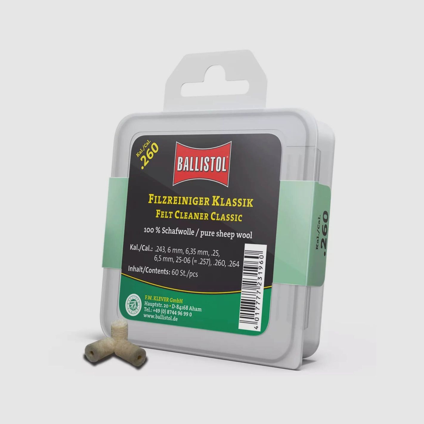 Ballistol Classic Viltwads voor Loopreiniging 60 st. kal. 6,35/6,5/.243