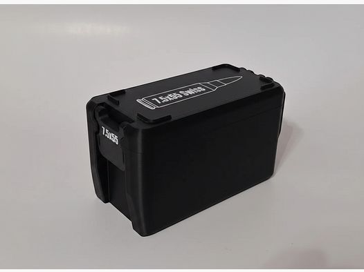 Filamelt ammunition box / 7.5x55 / 'folding / locking lid' / cartridge box, ammo box