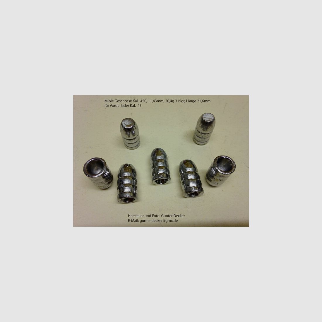 Minie Geschosse Kaliber .447 11,35mm, 293gr für Vorderlader Gewehre Kal. .45