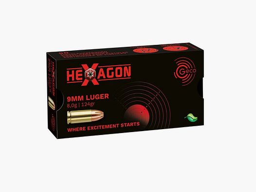 Geco 9 mm Luger Hexagon SX 8.0g/124grs.