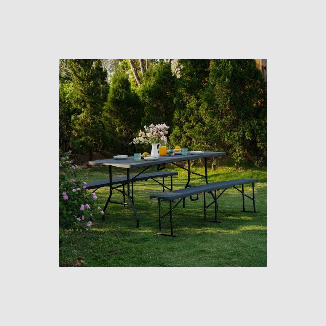 NC3404 Folding Garden Bench 183cm in Anthracite