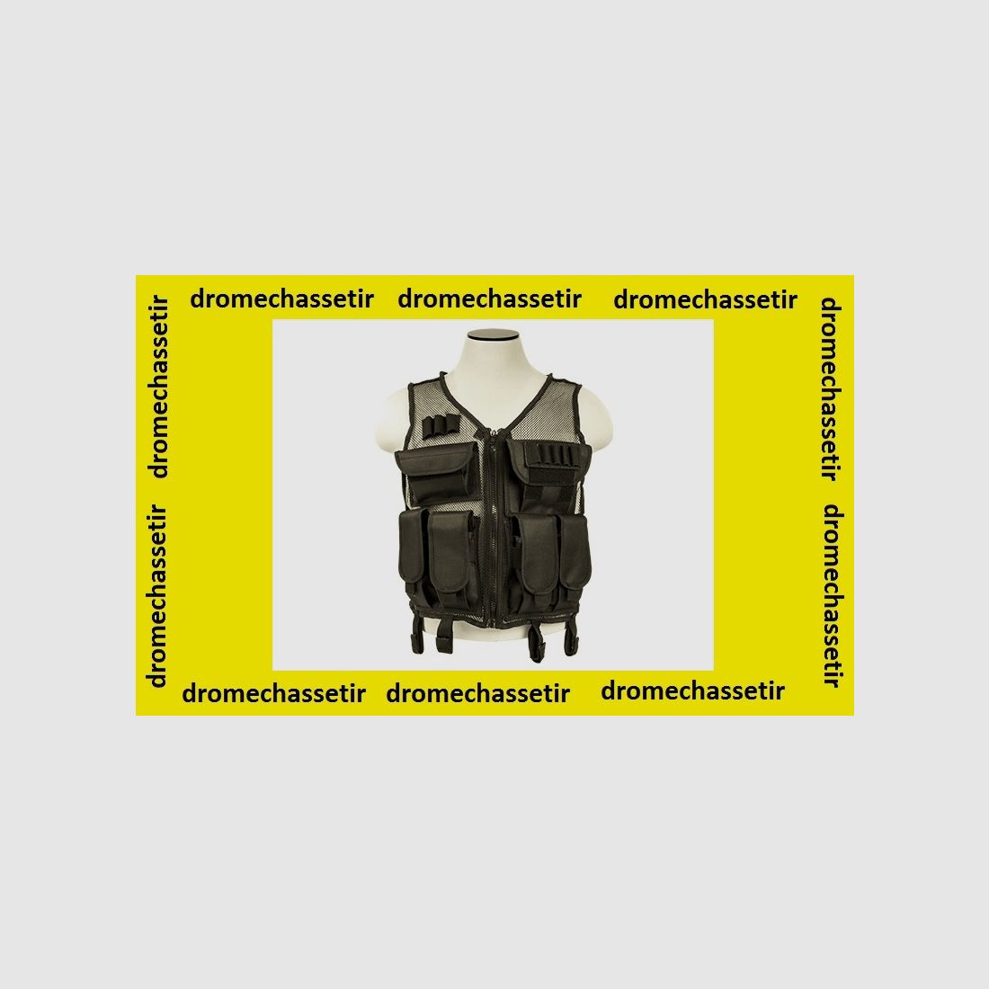 Leichtes taktisches Gilet, Vism, mit Magazinhalter und Aufbewahrungstaschen, schwarz