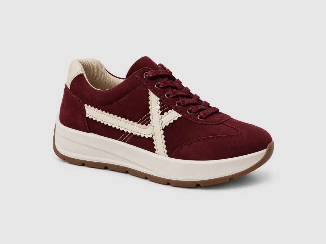 Sneaker Jiru bordeaux con lacci elastici per donna, immagine 2 di 4