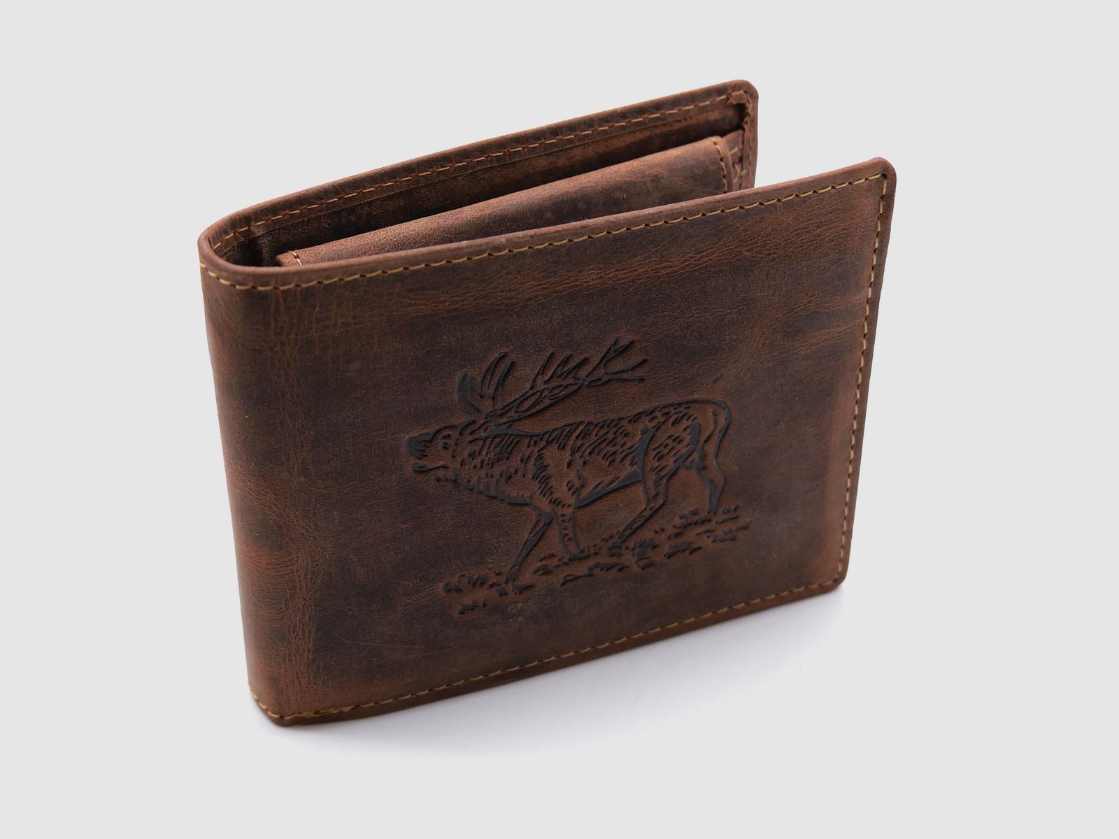 Greenburry leather wallet brown Vintage Animal Collection stag stag 1705-stag-25