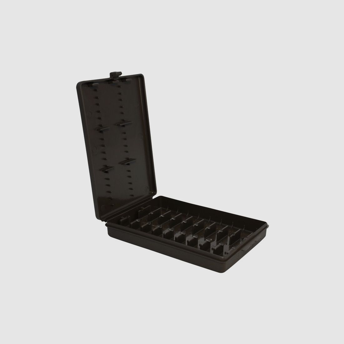 MTM cartridge case W-9-LM-70 brown with flap lid for 9 cartridges .22-250 and others.