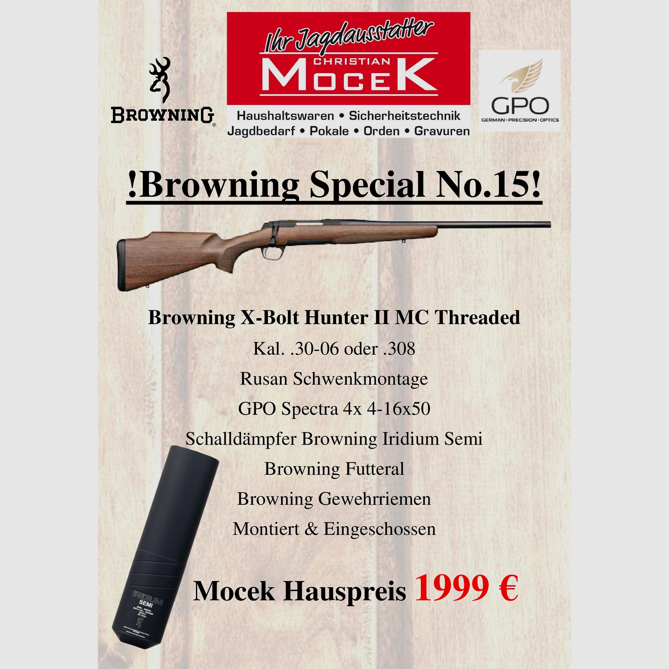 Browning X-Bolt Hunter II MC z gwintem, z GPO Spectra 4x 4-16x50