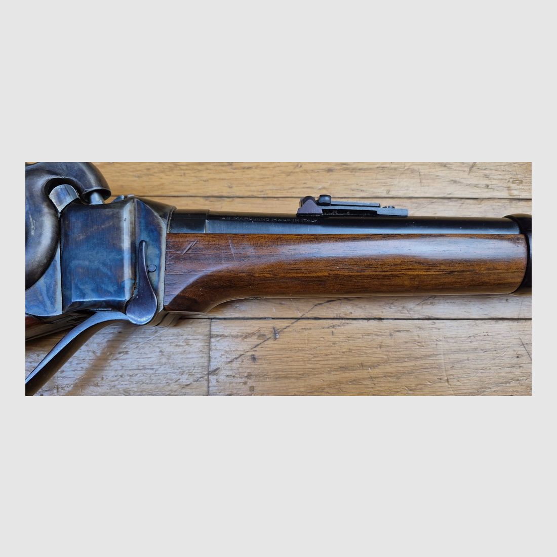 Sehr schöne Sharps Kavallerie Büchse Modell 1863 – Qualitätsfertigung IAB Marcheno – Schwarzpulverwaffe – Kal.54 – Waffe von 1977 – Seltene Replik und in ausgezeichnetem Zustand – TBE++, Bild 6 von 34