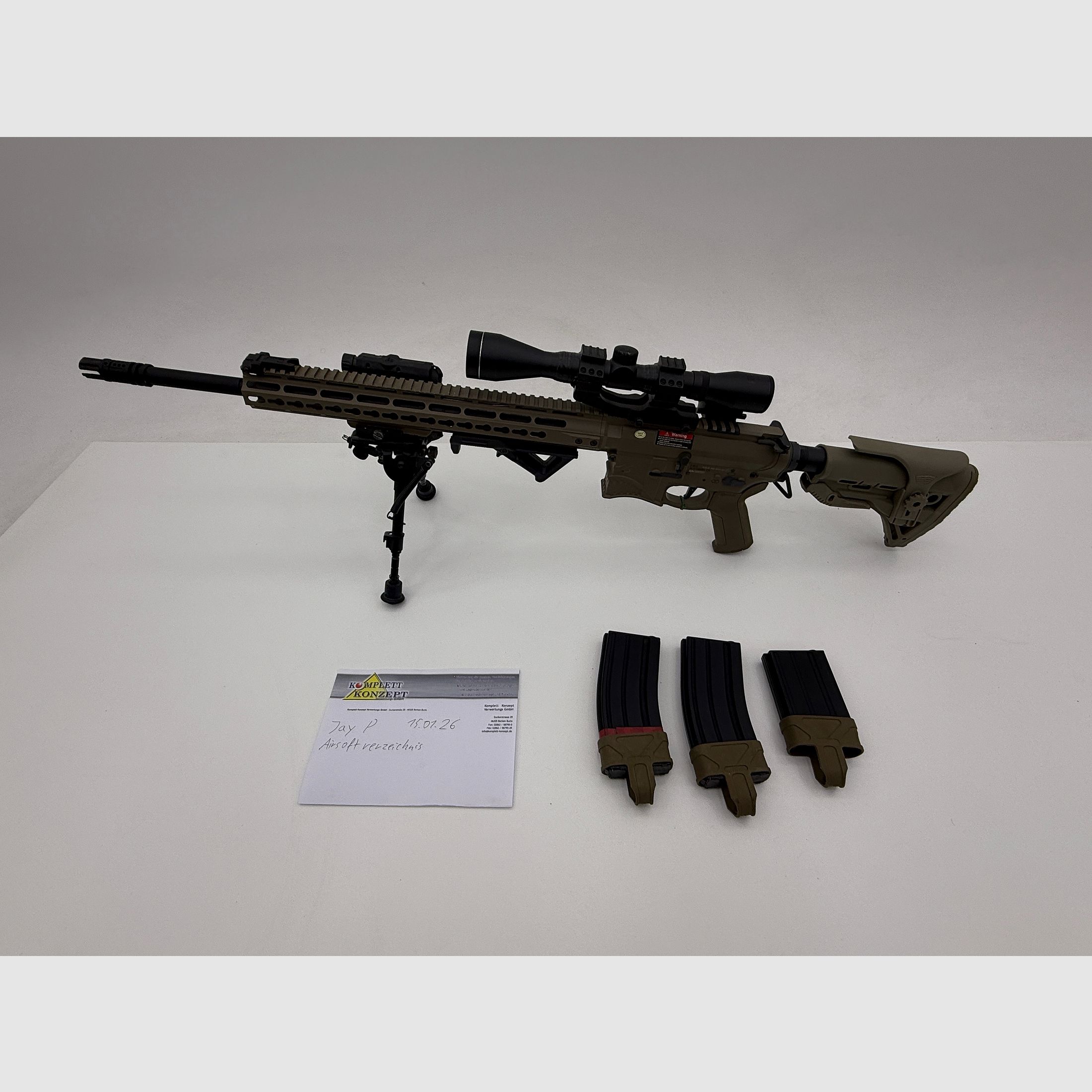 ARES Amoeba Spartan KeyMod Airsoft S-AEG – DMR-Optik – Primer propietario